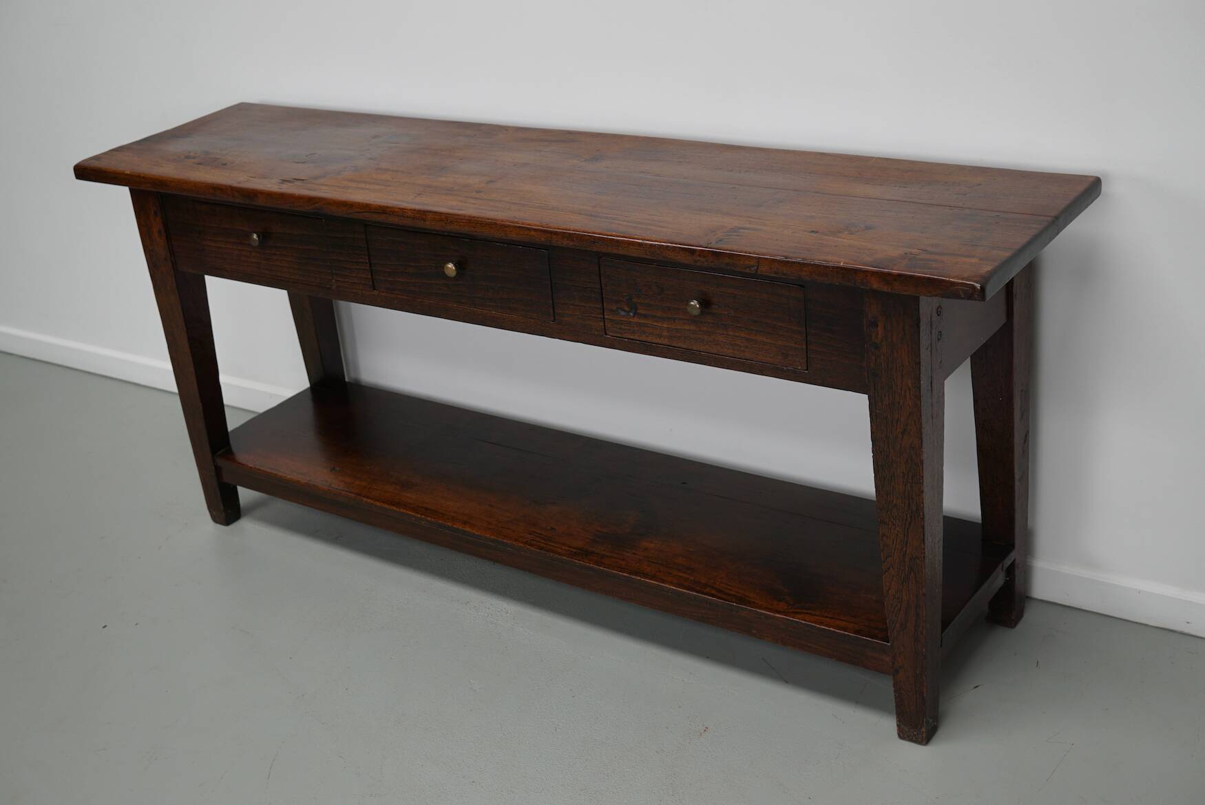 Table d'appoint rustique de style colonial néerlandais antique en teck/chêne
