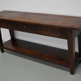 Table d'appoint rustique de style colonial néerlandais antique en teck/chêne