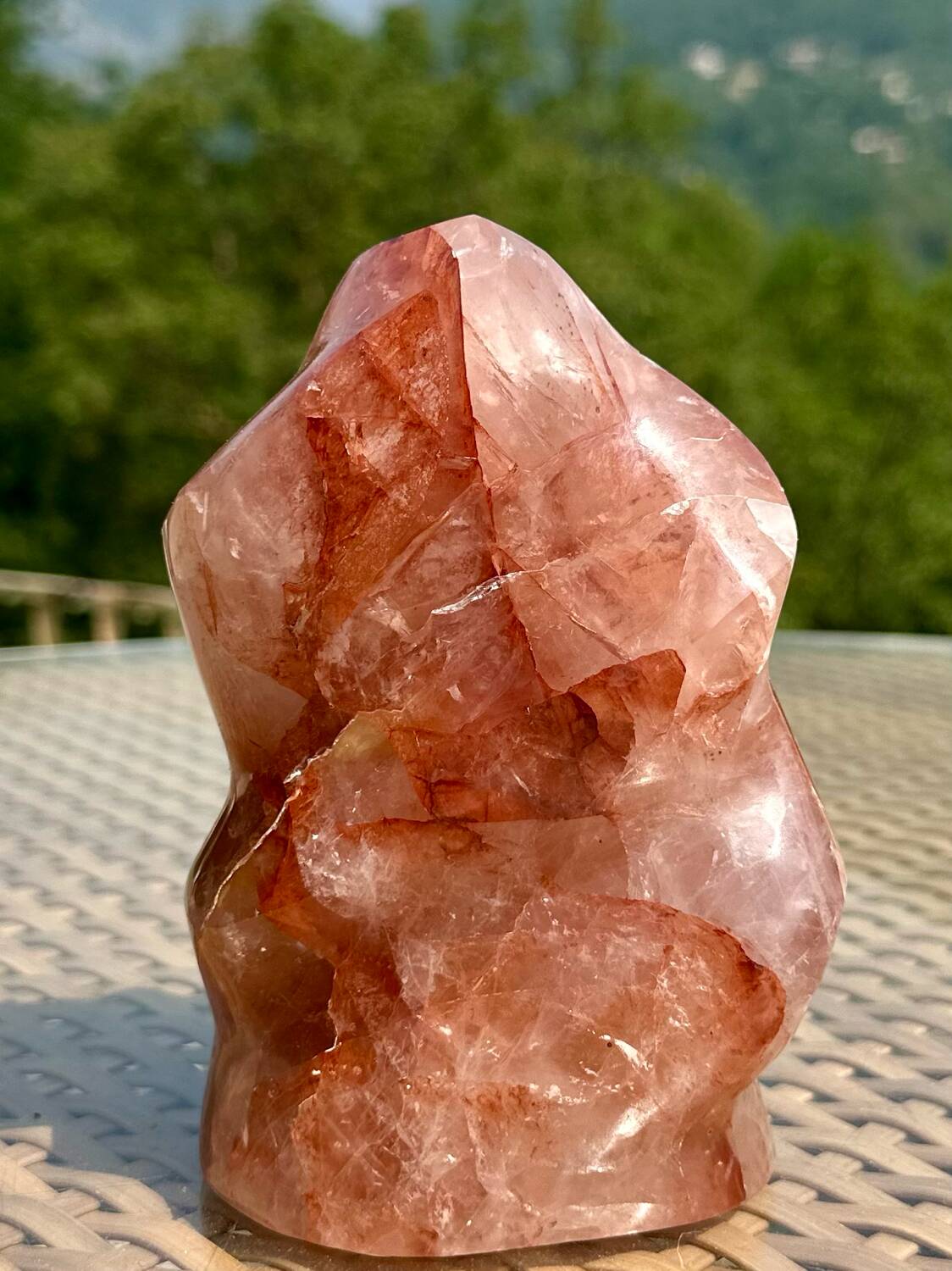 Hematoid Quartz Crystal Flame Sculpture