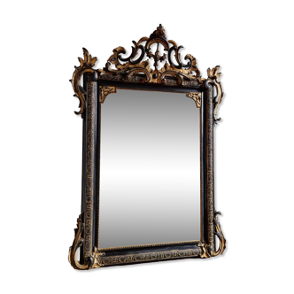 Old mirror Napoleon III black and gold