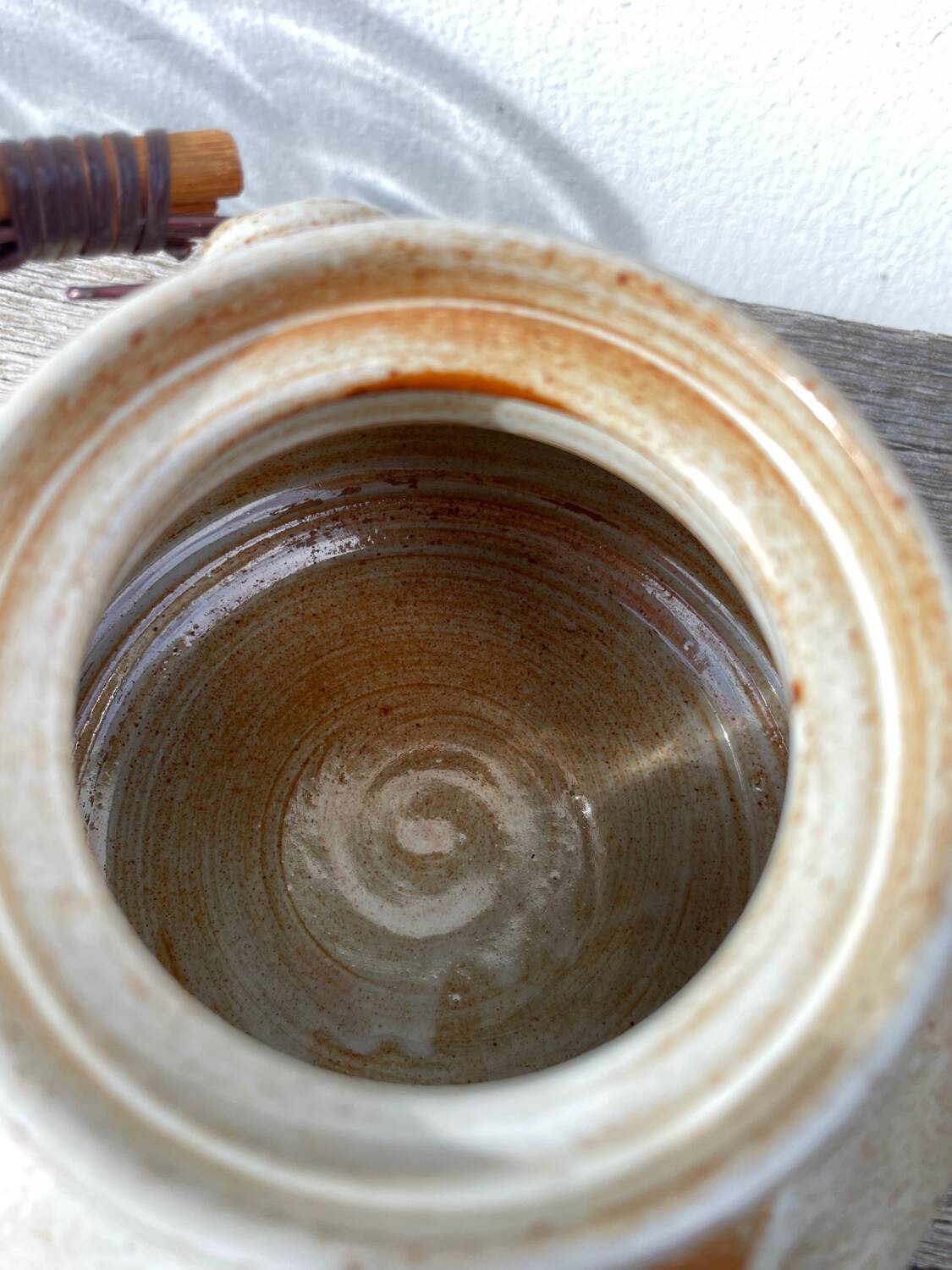 Grand Feu ceramic stoneware and rattan teapot