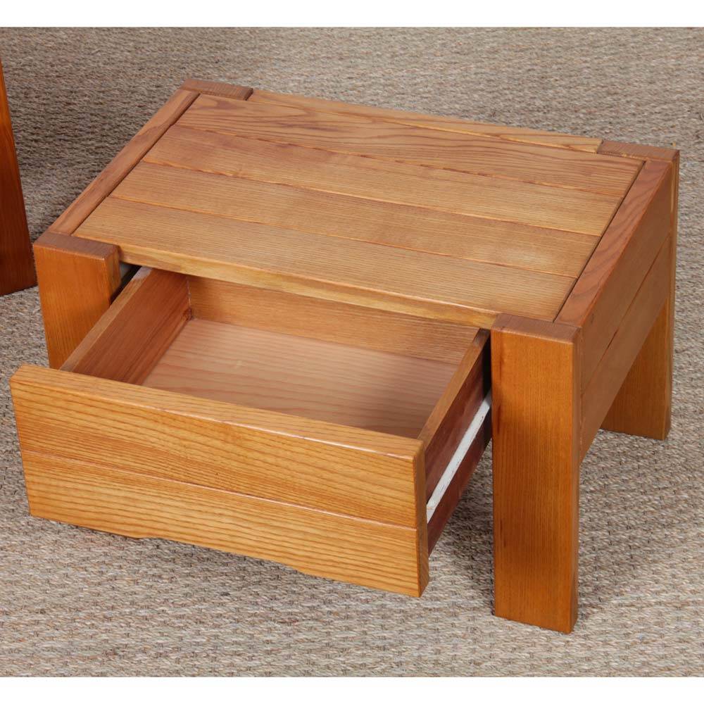 Pair of bedside tables in solid ash, French work from the 20th century.