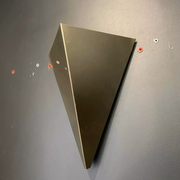 Pair of geometric vintage wall lamps in solid brass, France 1970.
