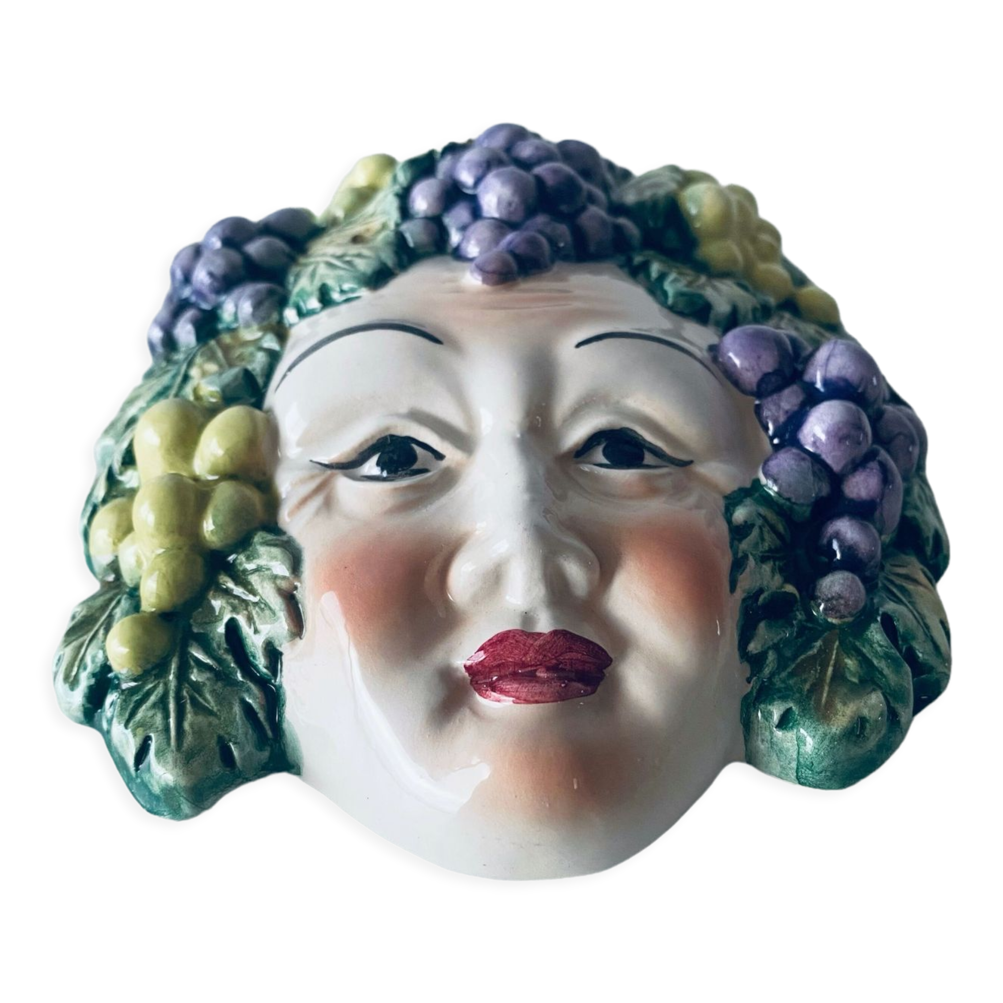 Ceramic wall face signed Il Falco