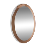 Cristal Arte Pink Oval Rosé Mid-Century Wall Mirror, Italy, 1960s