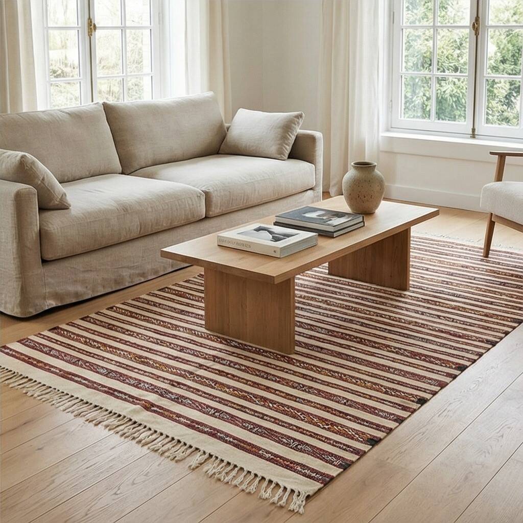 Moroccan kilim rug with bohemian patterns