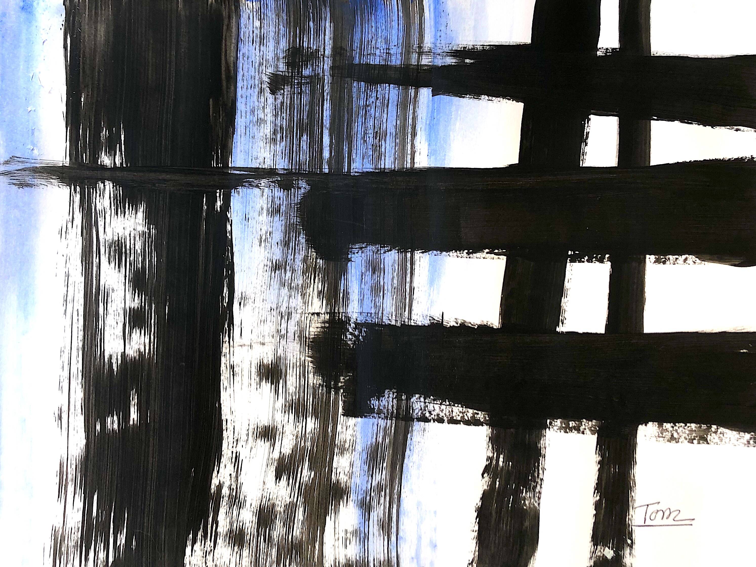 Original and unique abstract painting - Tribute to Soulages