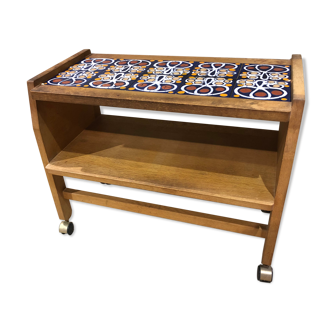 GuilLERME and CHAMBRON solid oak and ceramic dessert from 1950s/60s