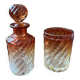 Baccarat crystal bottle and glass, bamboo model, 19th century.