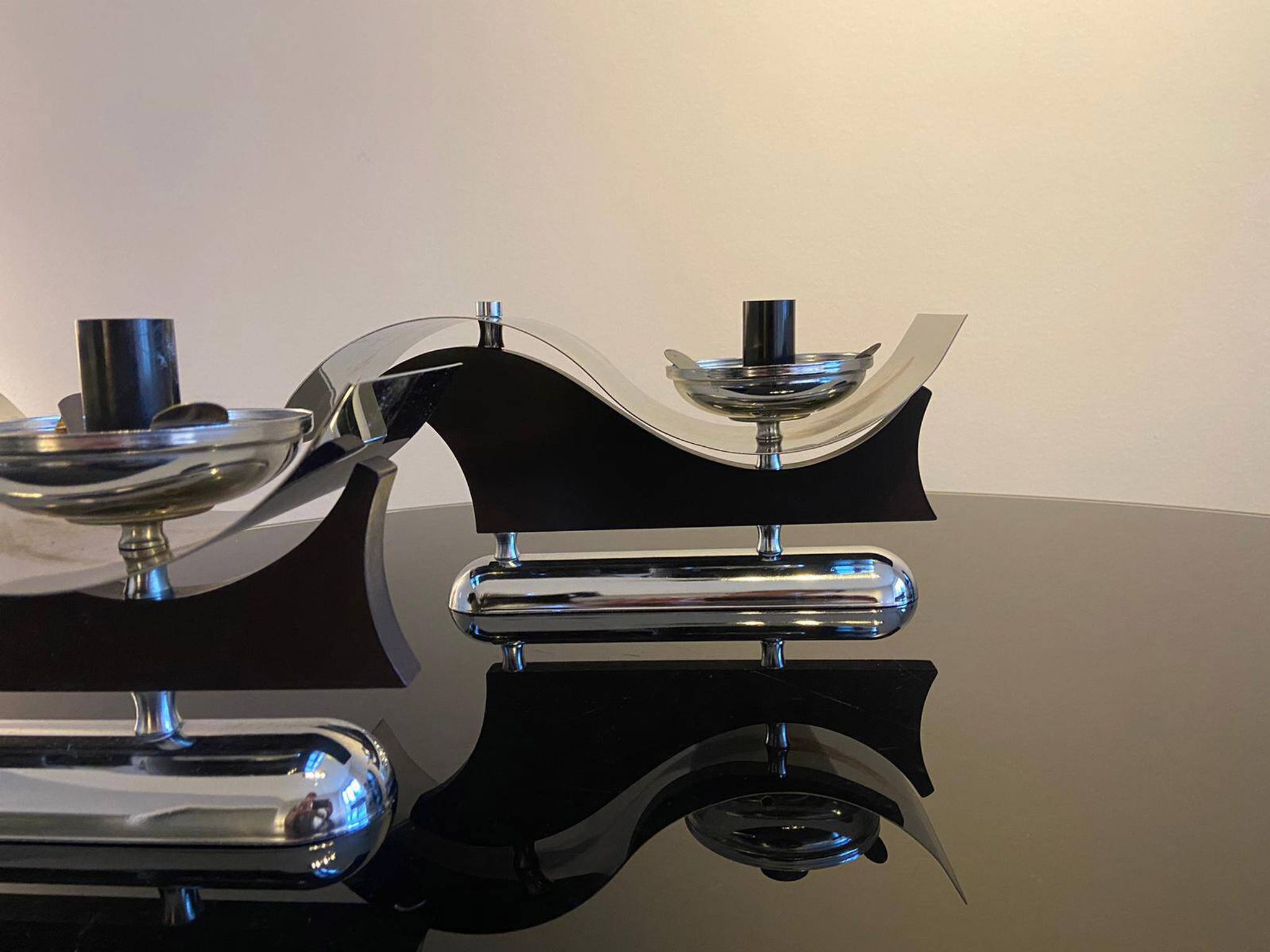 Pair of metal and blown glass wall lights, Italy 1970s, in excellent condition.