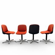 4 chaises, fauteuils vintage modèle 231/5 en tissu orange par Wilkhahn