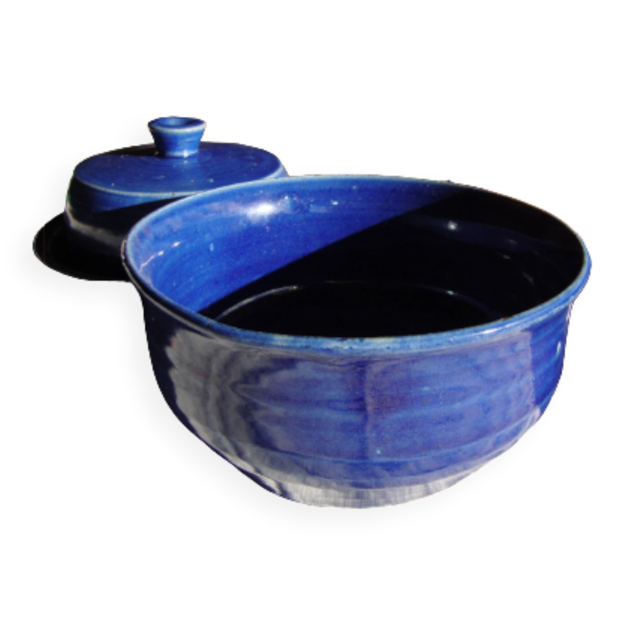Handmade blue ceramic bowl, vintage