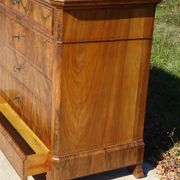 Walnut and walnut burl commode in Louis Philippe style.