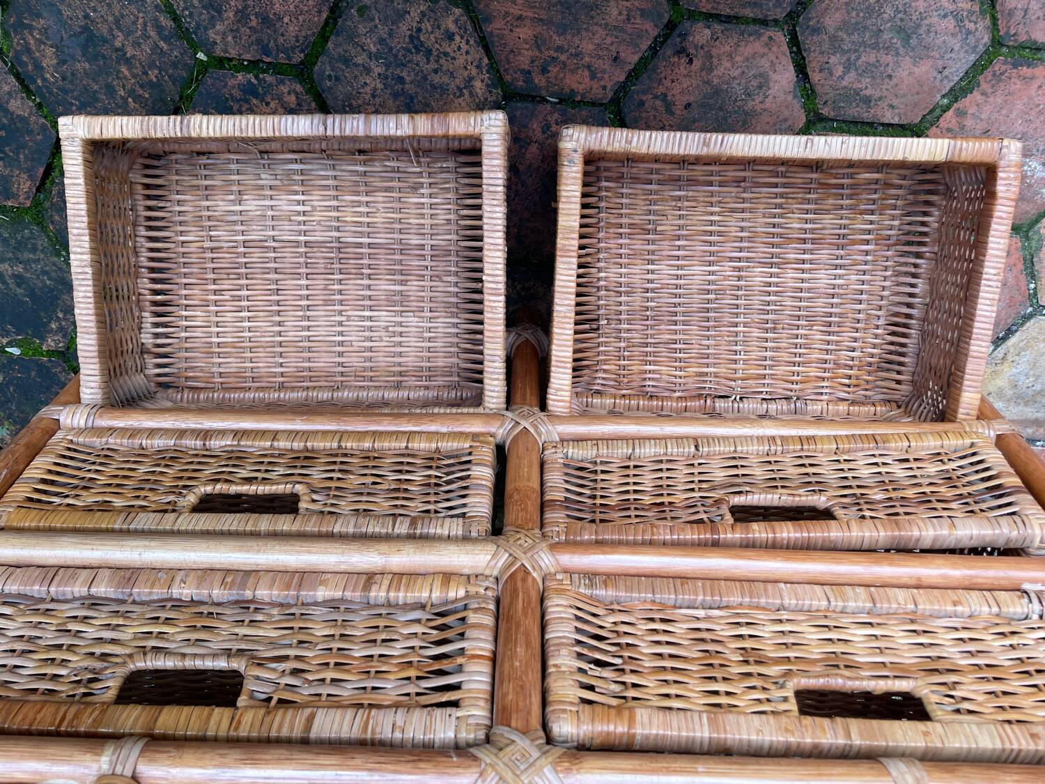 Vintage rattan chest of drawers