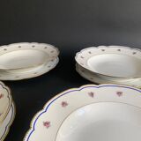 4 soup plates in Paris porcelain, "A la Reine" model, 1890, Damo