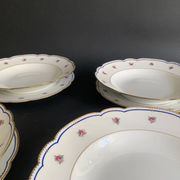 4 soup plates in Paris porcelain, "A la Reine" model, 1890, Damo
