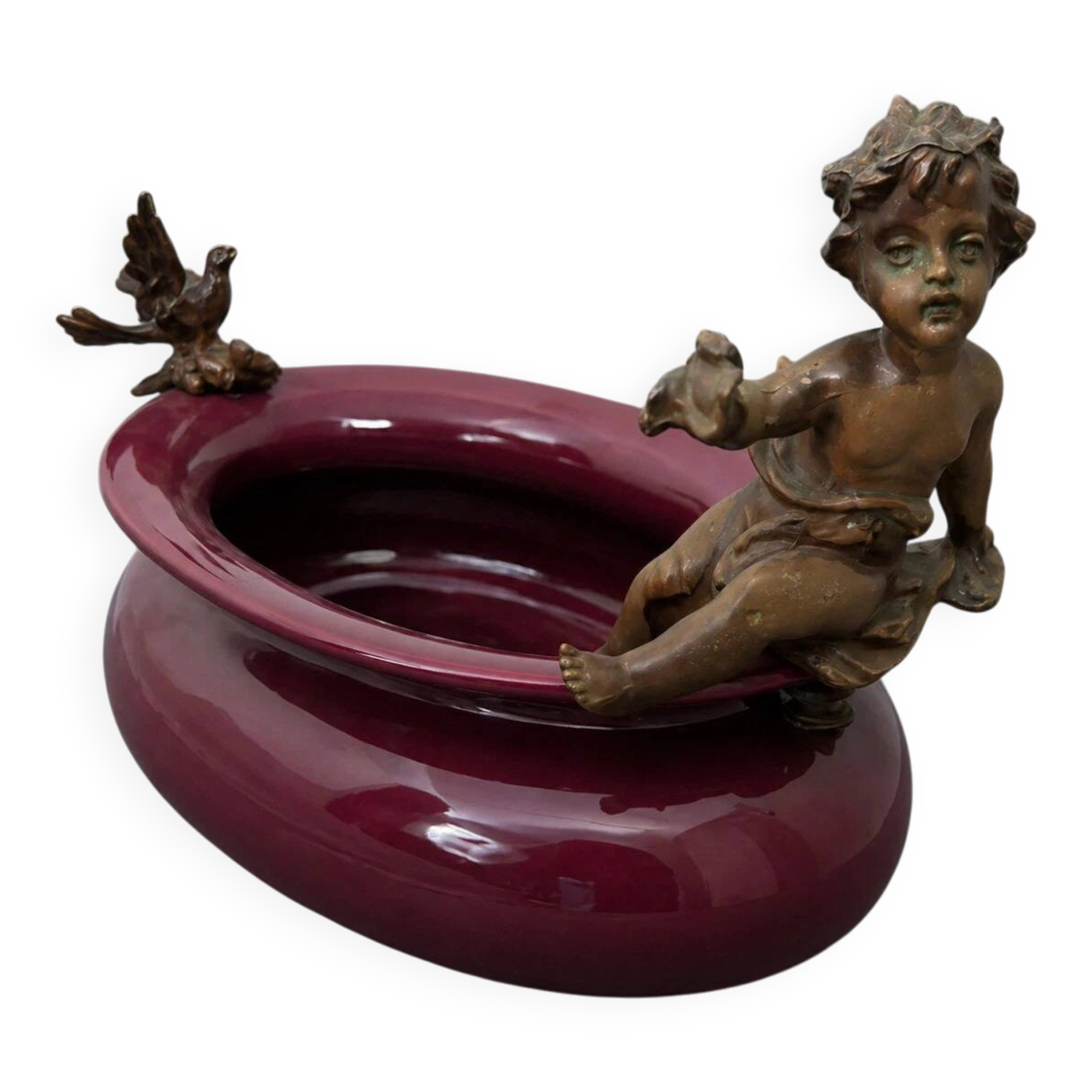 Catch-all or decorative bowl combining a ceramic container.
