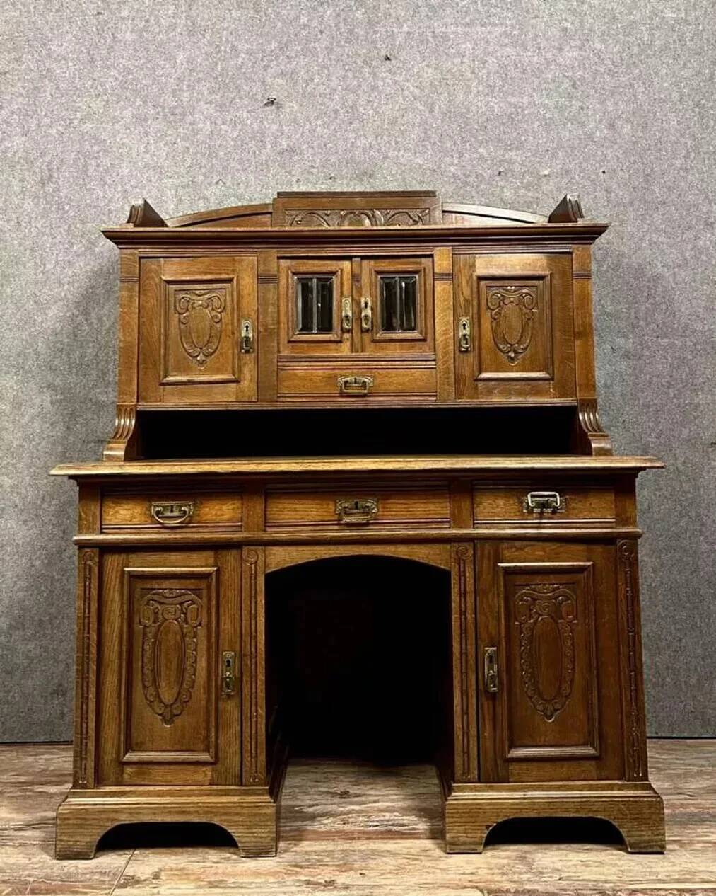 Bureau à gradin époque Art Nouveau en chêne vers 1900