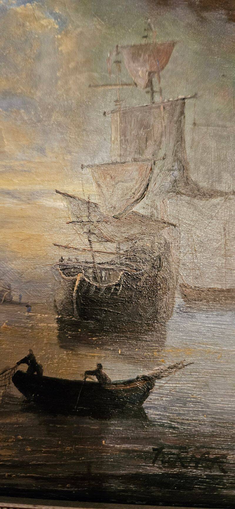 TURNER Oil on Panel Marine