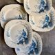 6 dessert plates Gien in blue ironstone, "Birds" service circa 1870 no. 2
