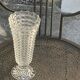 Set of two large, vintage, clear, molded glass vases on feet