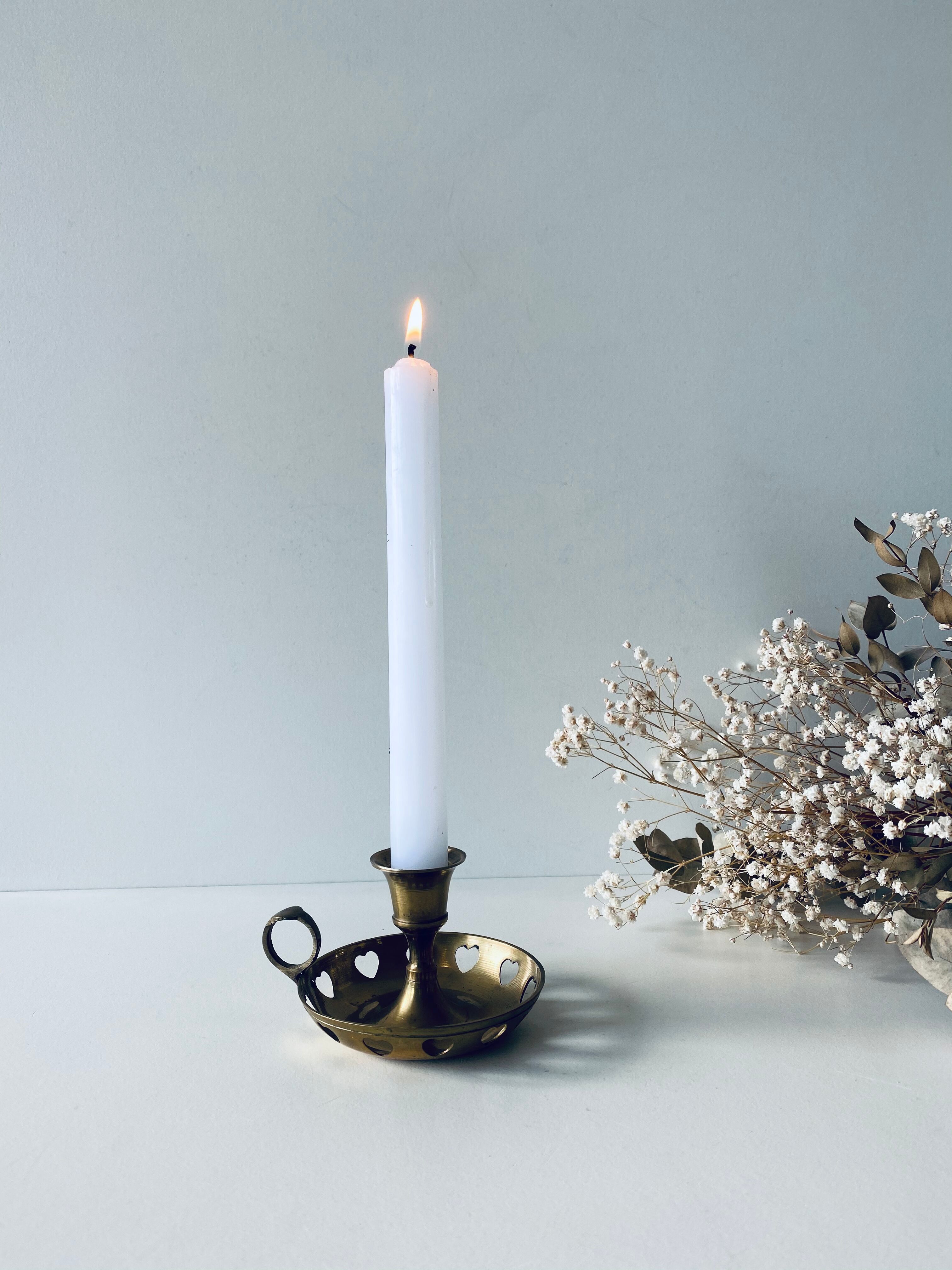 Vintage heart brass candlestick
