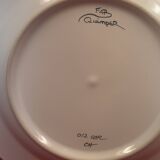 Pair of decorative earthenware plates FAB Quimper Bretagne signed Breton couple