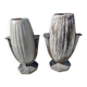 Pair of enamelled cast iron vases in Art Deco style