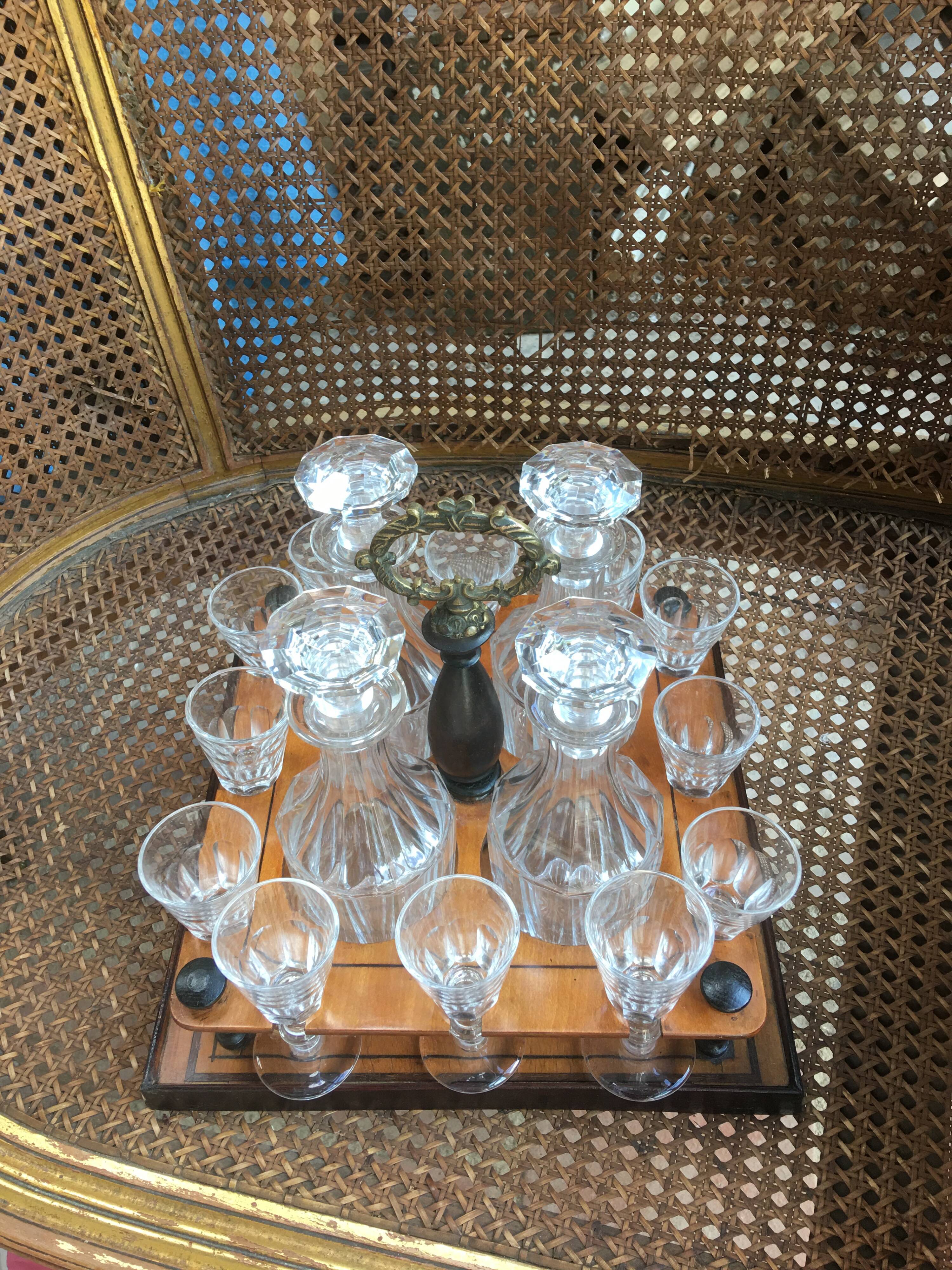 Liqueur cellar period Charles X 19 eme and crystal factory 19 eme complete