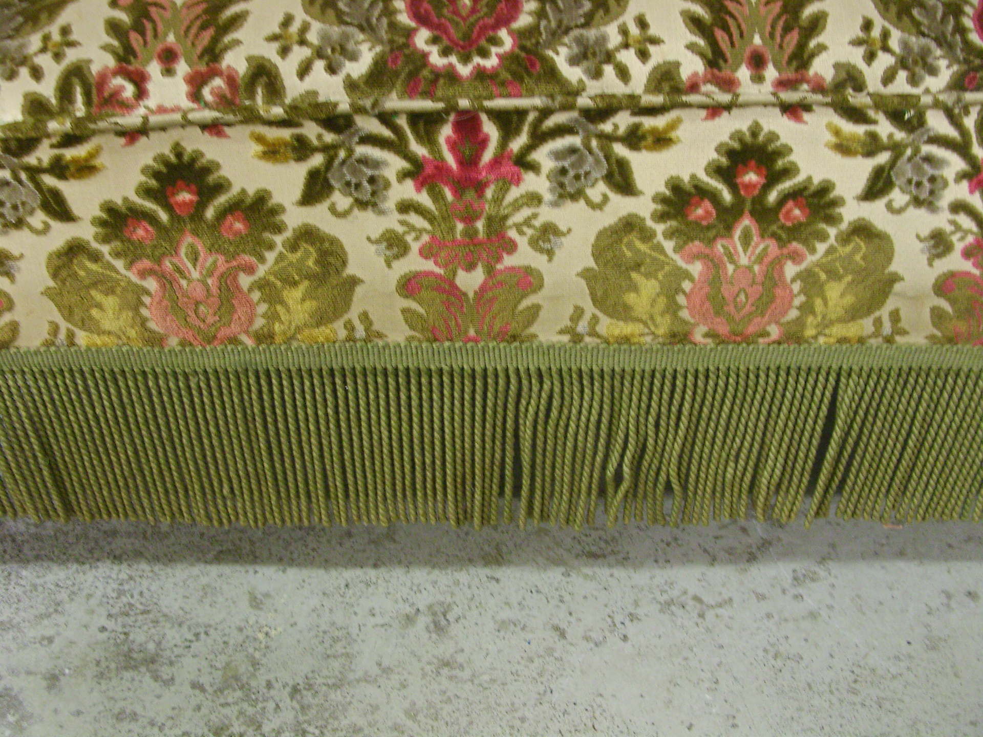 Vintage velvet flowers fringed sofa