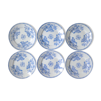 Lot of 6 KG Lunéville blue decoration plates