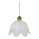 Frosted glass pendant light with floral pattern and wavy edge