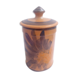 Terracotta ceramic pot with blue flowers