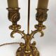 Pair of antique hot water bottle lamps in gilded bronze