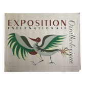 International art deco ornithological exhibition. Original poster painted in gouache.