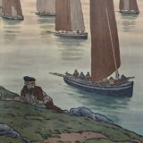 Lithograph by Henri Rivière In the Wind of Noroît - The Old People