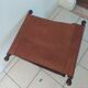 Vintage foldable leather and mahogany stool