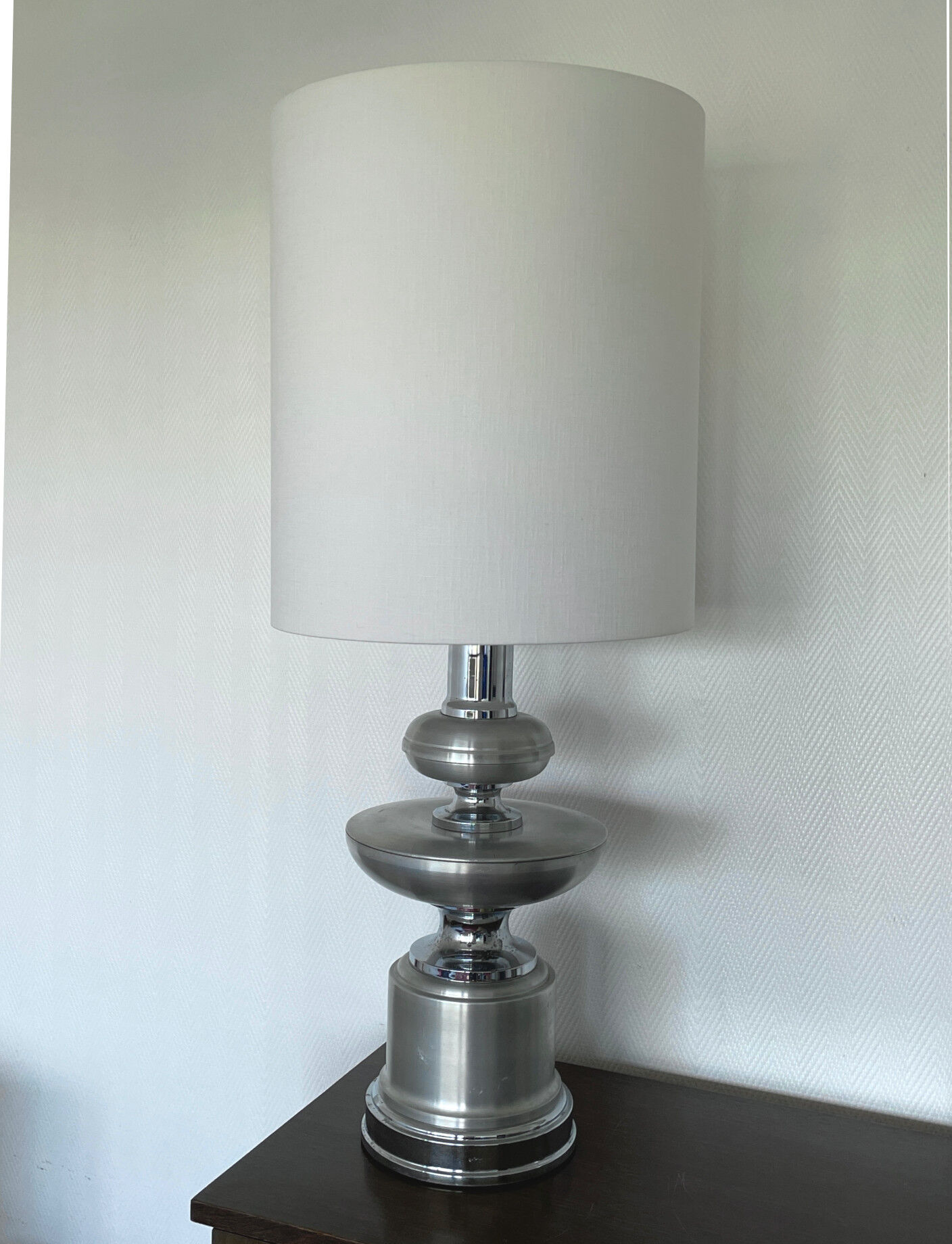 Furniture lamp off-white - vintage brushed aluminum 1970's
