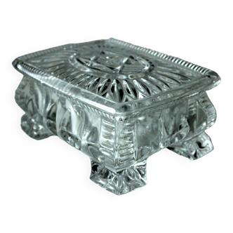 Art Deco cut crystal glass cigarette box, jewelry box, comes direct from the 1930s