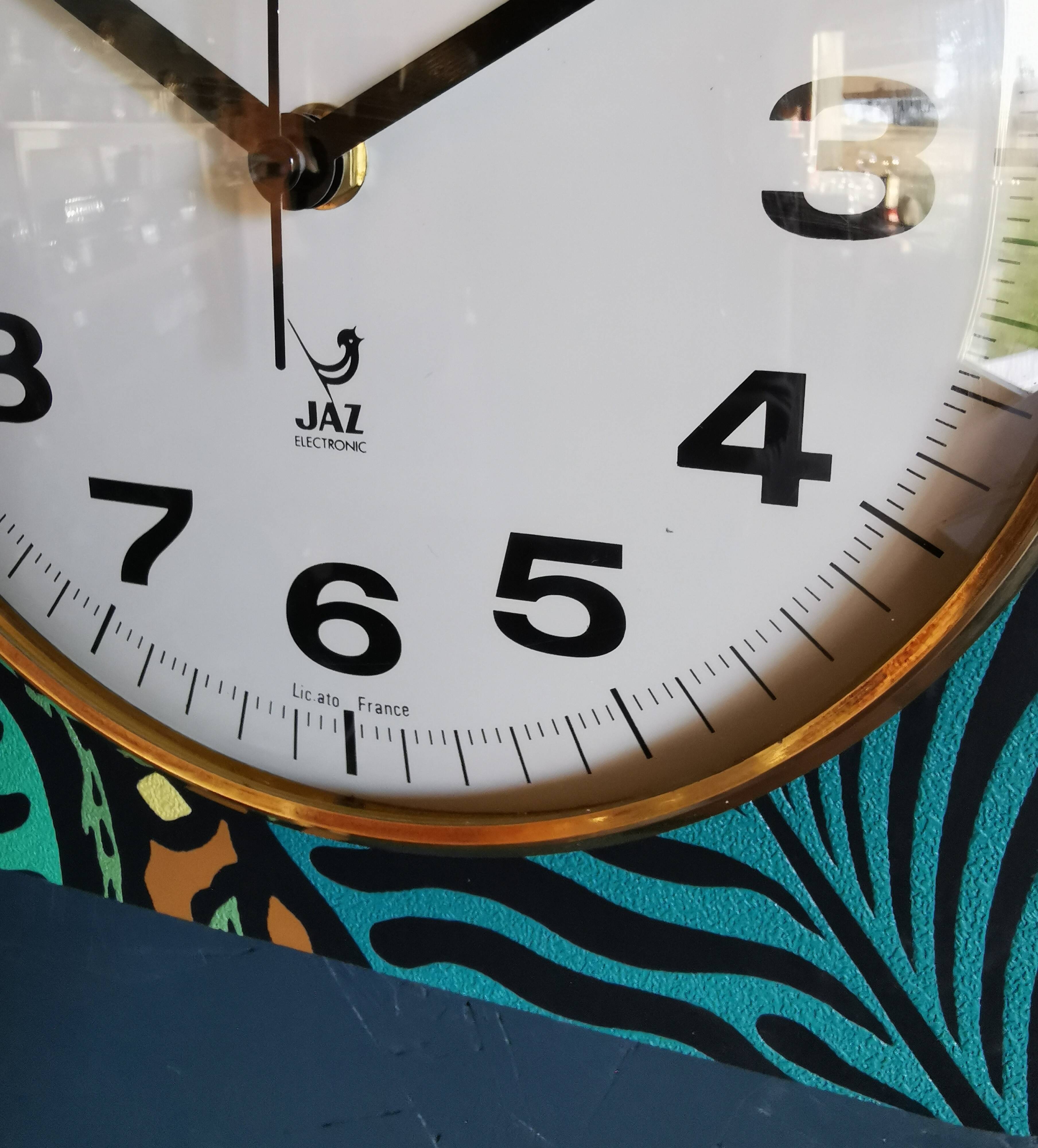 Horloge vintage pendule murale silencieuse carrée "Jaz vert noir"