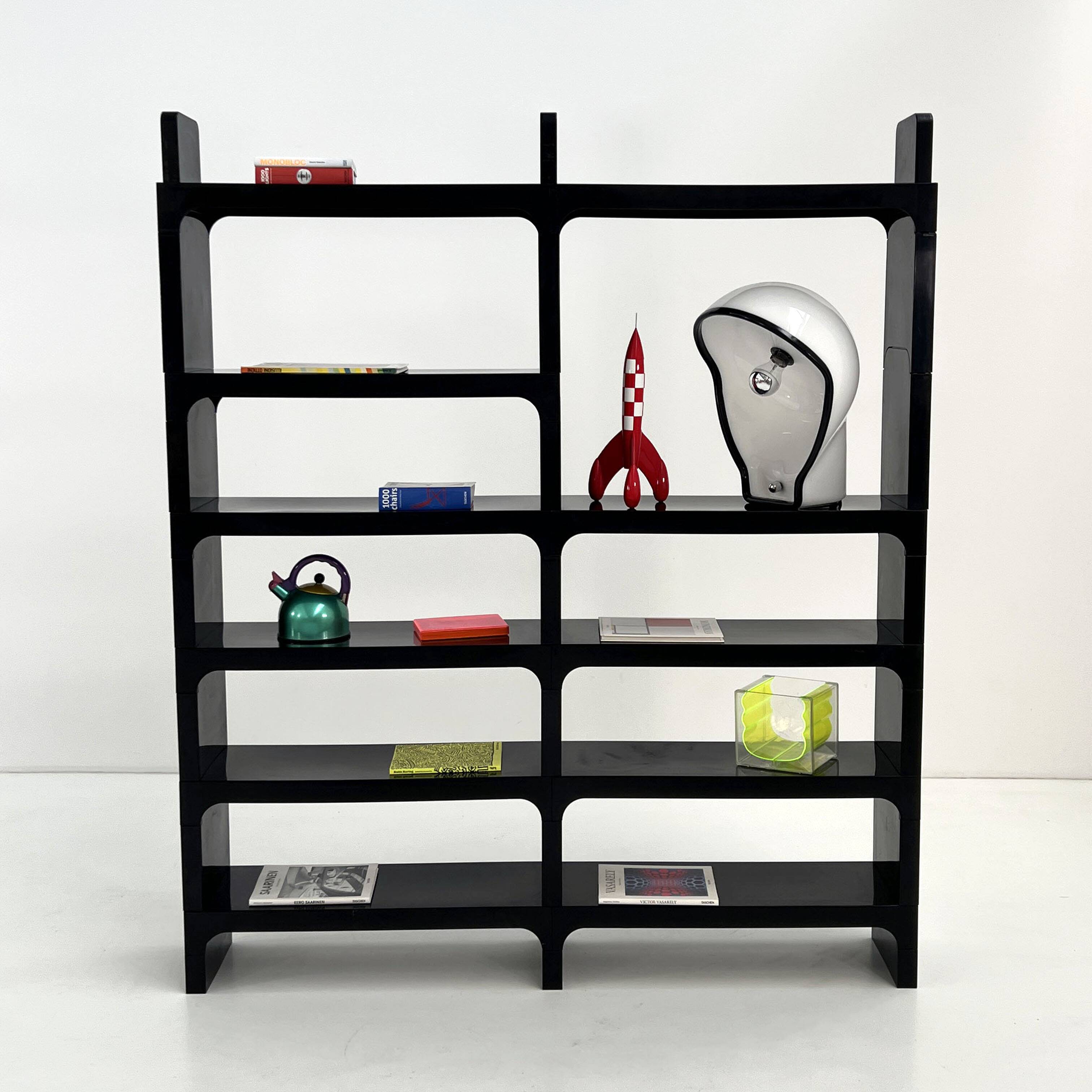 Modular black shelf by Olaf Von Bohr for Kartell, 1970