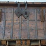 Old Vintage Indian Box on Wooden Wheels Early 20th S