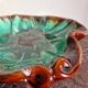 Large ceramic leaf bowl Vallauris green brown 1960s - signed