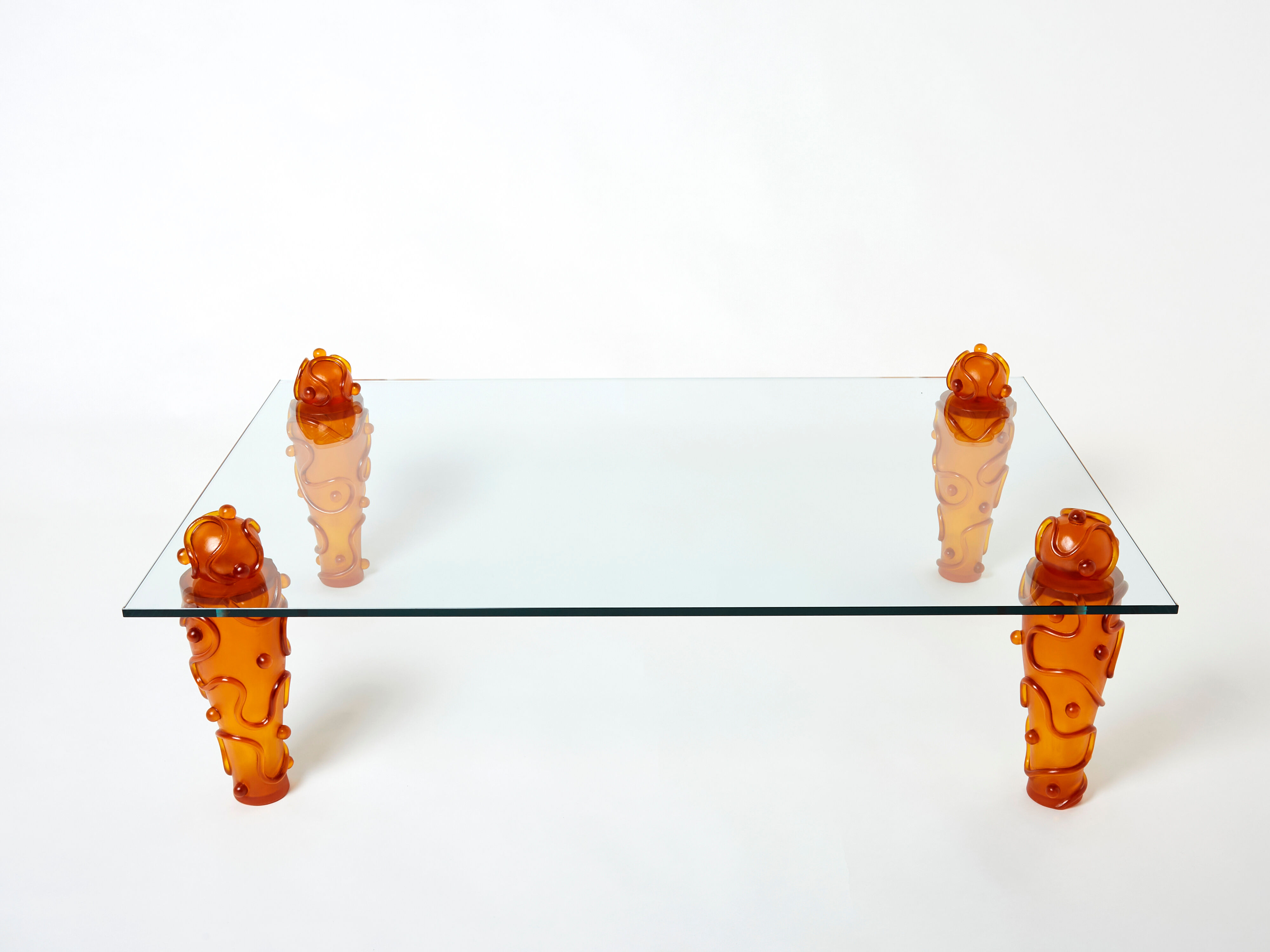 Resin glass coffee table signed Garouste & Bonetti 1990