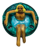 Ancient erotic ashtray, nude bather, in Vallauris ceramic
