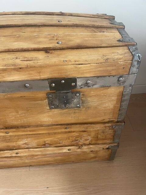 Vintage wooden toy chest trunk
