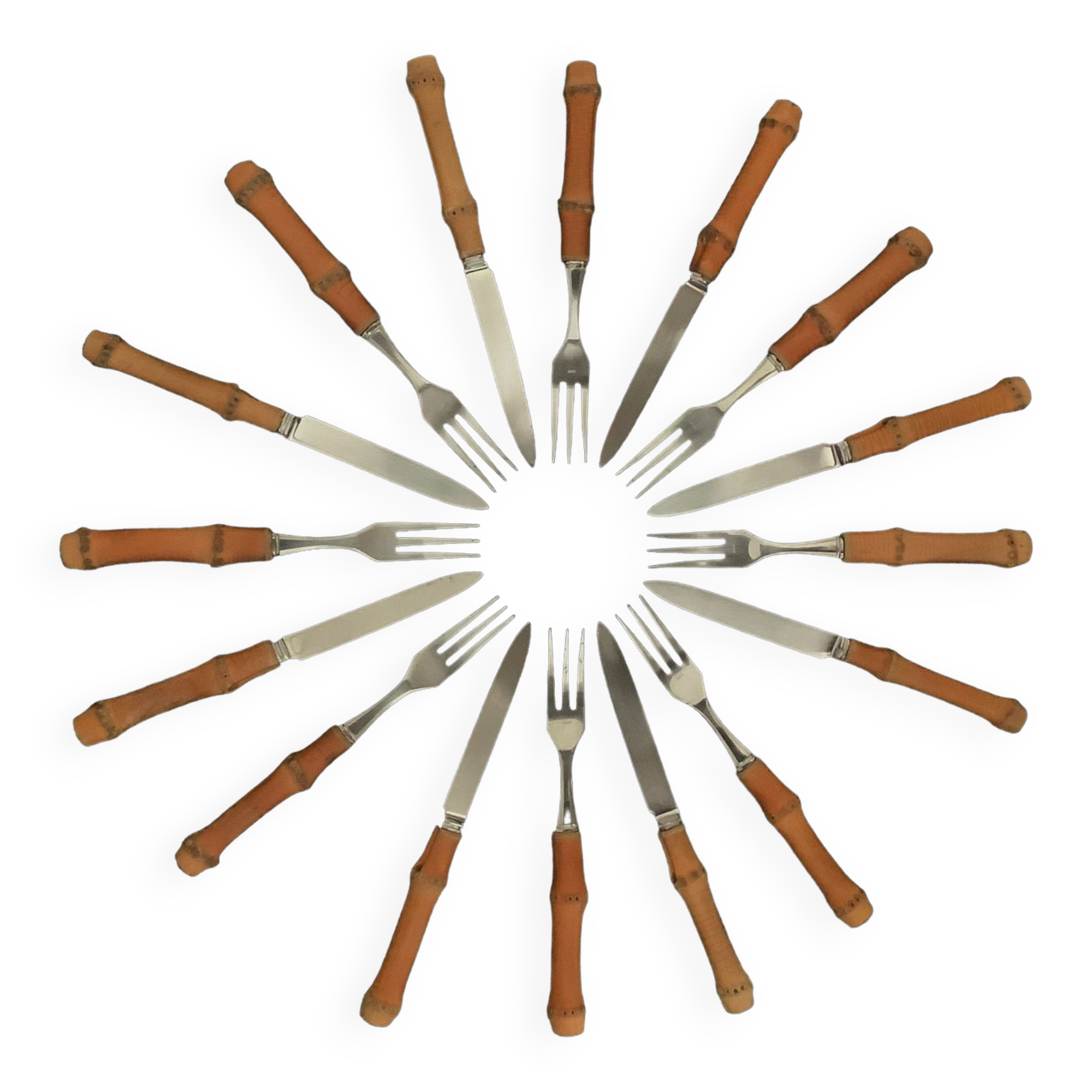 Vintage bamboo handle cutlery