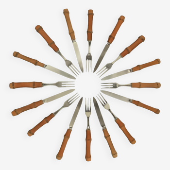 Vintage bamboo handle cutlery