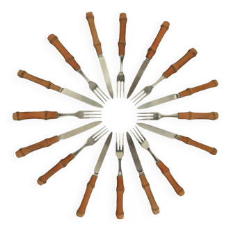 Vintage bamboo handle cutlery