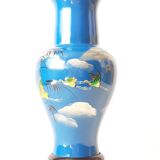Chinese lacque style vase with bird patterns - perfect condition